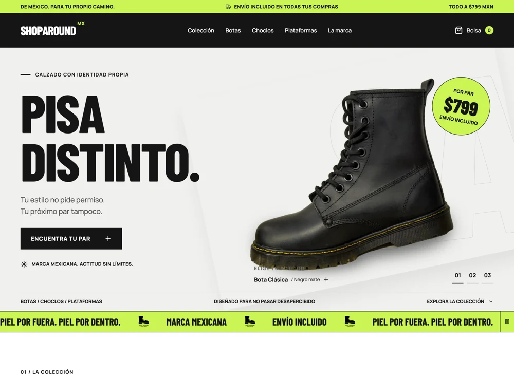 Diseño del catálogo de calzado ShopAround MX